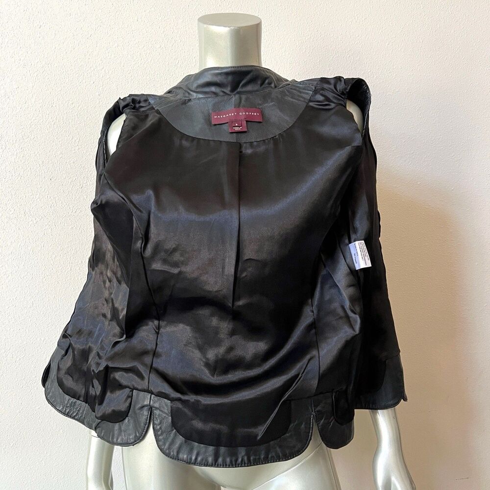 Vintage Margaret Godfrey Black  Leather Vest Women's Size 8 Laced Embroidered - Picture 5 of 6